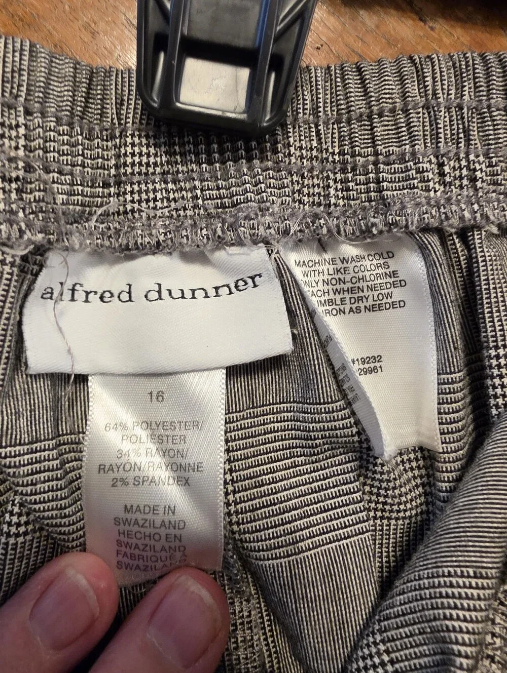 Womens Alfred Dunner Half Elastic Waist,2 Side pockets, Straight Leg, Black/Grey